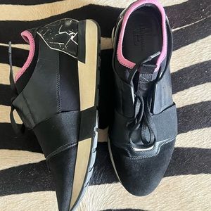 Balenciaga Black suede And Leather Race Runner Low Top Sneakers